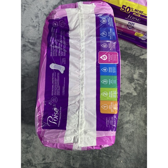 Poise Fresh Protection Pads Size 5 Maximum Long 64 Count Incontinence NEW - Picture 4 of 7
